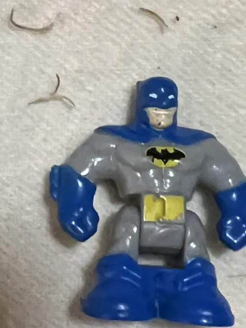 DC Comics Miniature Batman Gray Suit Blue Cape Mask Plastic Figure 1.75”