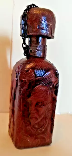 Vintage/Antique Decorative Leather Covered/Bound Glass Decanter Bottle Spanish ?