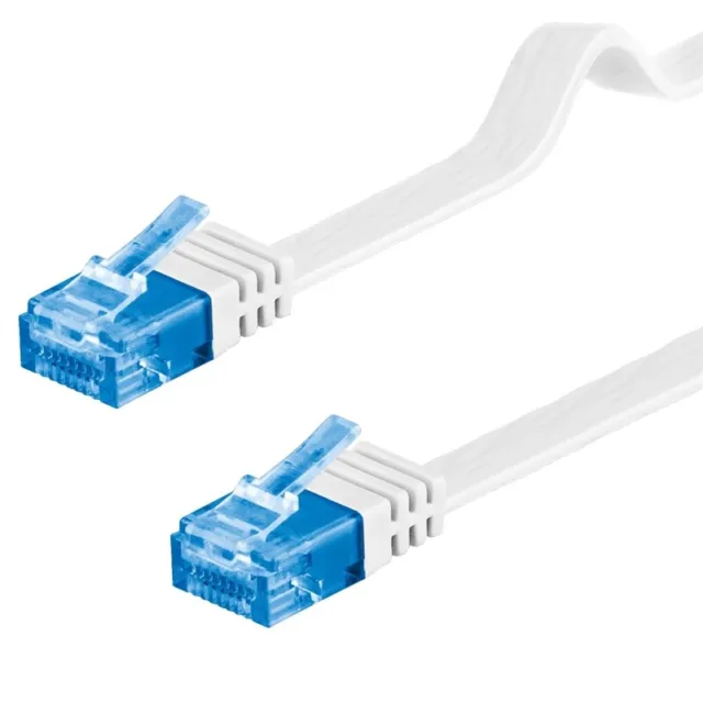 Patchkabel weiss 2m flach U/UTP CAT6a DSL-/Netzwerk Ethernet-Kabel 500MHz RJ45