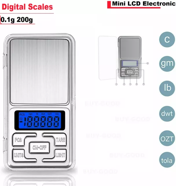 New Pocket Digital Scales Jewellery Gold Weighing Mini LCD Electronic 0.1g 200g