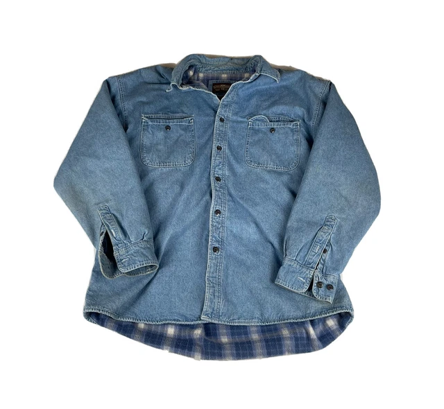 Vtg Levi Denim Jean Jacket Fleece Lined Mens XL Southwestern Aztec Button Up