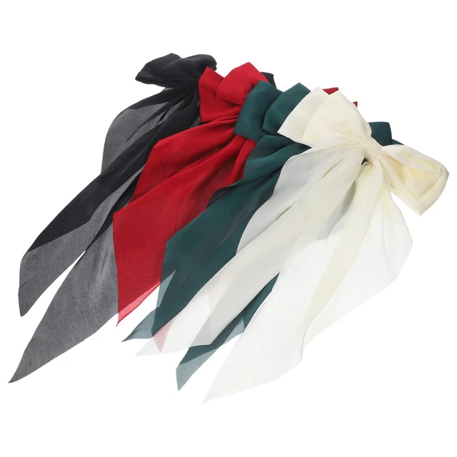 4 pezzi fermacapelli donna, fiocco grande, fermacapelli, coda lunga,