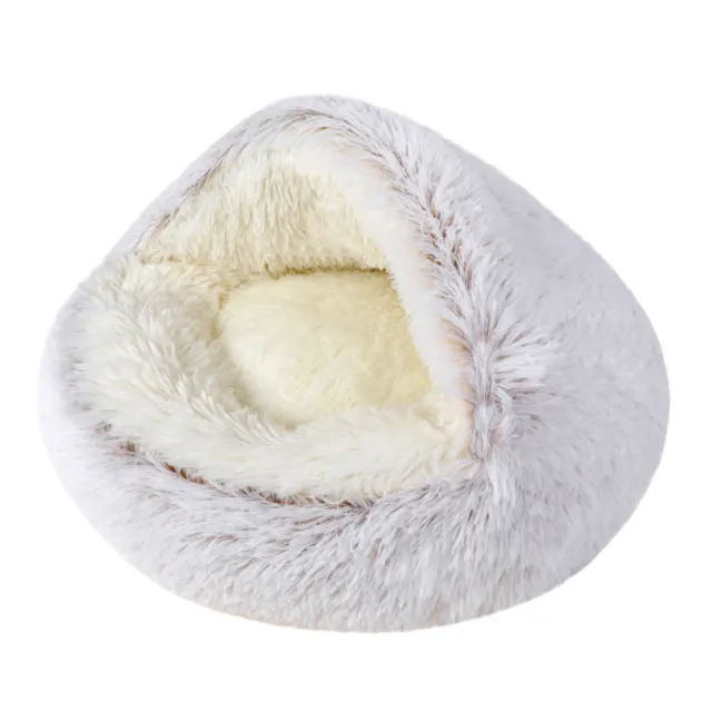 Pet Dog Cat Bed Round Plush Cave House Winter Warm Calming Sleeping Ultra Soft