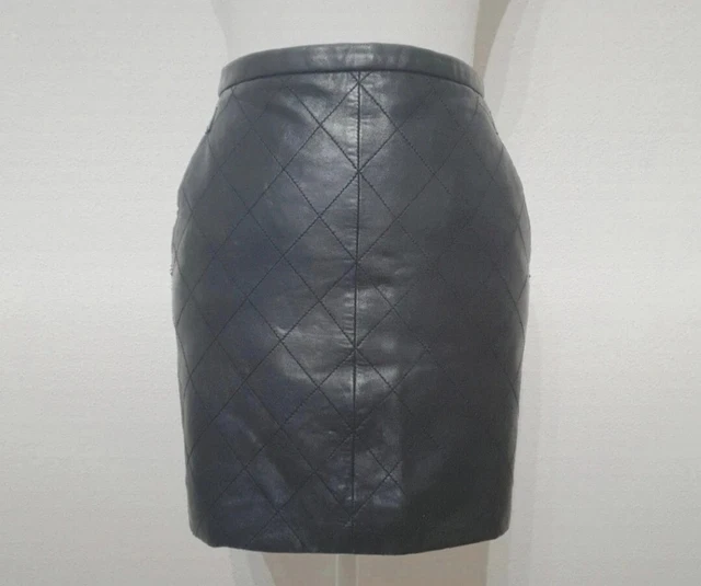 Jupe Crayon En Cuir D'agneau Sandro - Taille 1 (FR), Noir, Occasion En Très Bon état