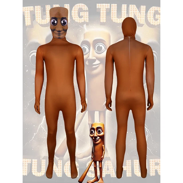 Costume Cosplay Tung Tung Tung Sahur - Déguisement Brainrot Italian Avec Masque, Pour Halloween Et Fêtes