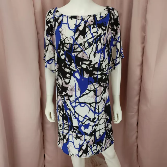 Christin Michaels Women's Paint Splatter Cold Shoulder Sheath Dress Large