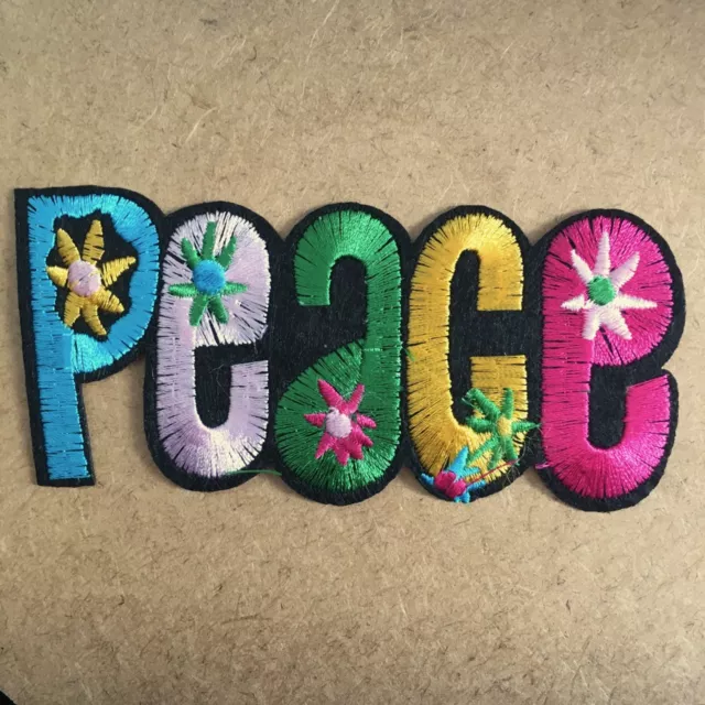 1pc Peace Love Patch Hippy 60's 70's iron on sew craft applique embroidered #668