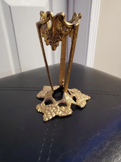 Vintage Brass Vase Paperweight Sphere Bowl Holder Grapes Art Nouveau Gift