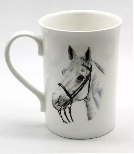 Nueva Taza China Caballo Blanco, Taza China Hueso, Regalo Caballo, Taza Ecuestre 2