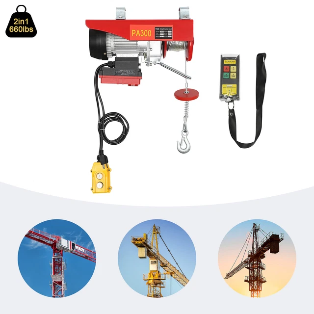 110V Electric Wireless Hoist Winch Hoist Crane Lift Remote Control 300KG/660LBS