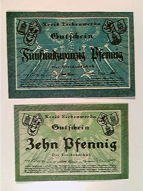 Notgeld, Kreis Liebenwerda, 10 und 25 Pfennig, ohne Datum