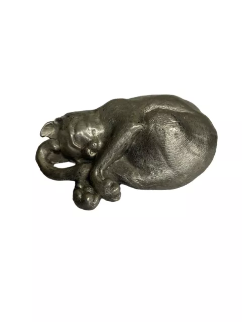 Vintage Pewter Sleeping Cat Figurine