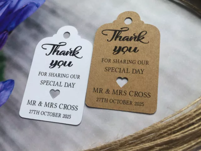 Personalised  Thank you for sharing special day Tags Wedding favour tags T711a