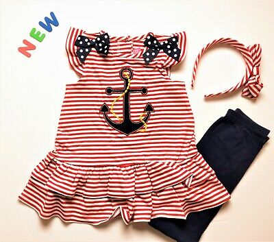 Toddler Kids Girls Clothes Size 5 & 6 NWT Good Lad Red Sailor Leggings Outfit