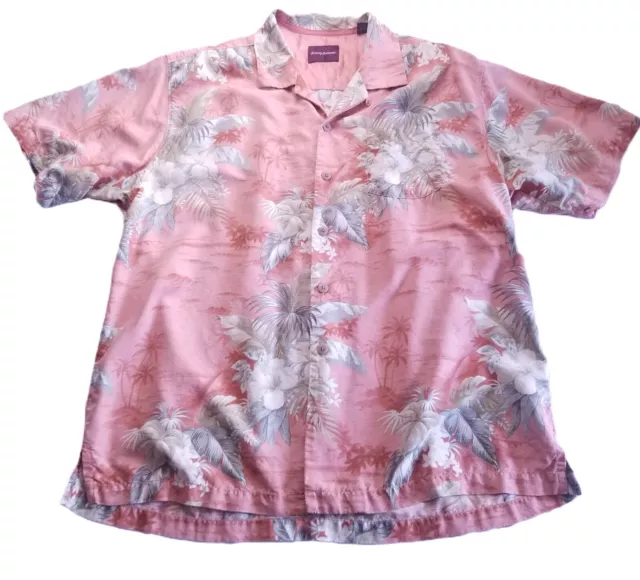 Tommy Bahama Men's Hawaiian Shirt 100% Silk Floral Short Sleeve Button Up XL