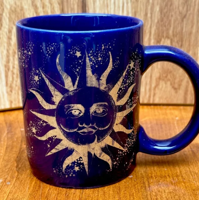 Celestial Coffee Mug "Love Visit   by the Moon" Blue Dark Blue Sun And Moon