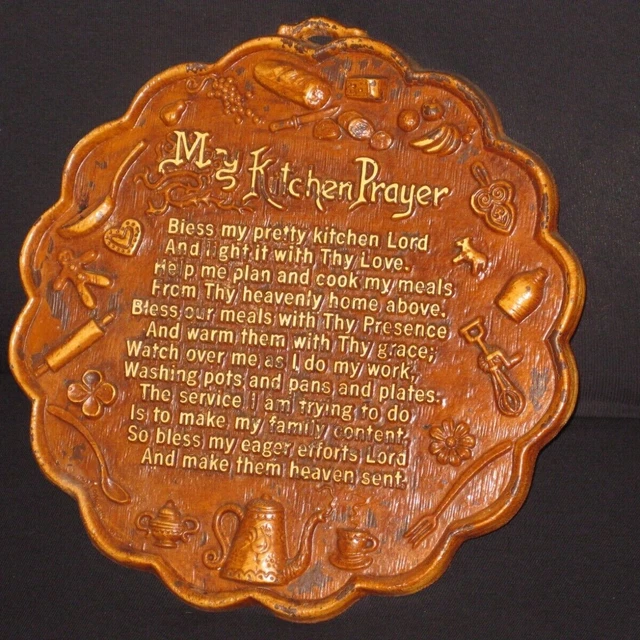 VINTAGE1970'S &MY KITCHEN PRAYER" Resin Wall Hanging Plaque Round