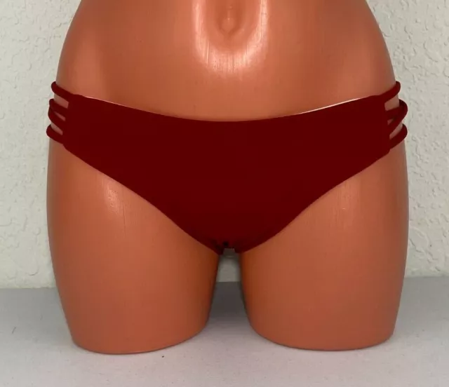 L Space Women's Color Block Low Down Bikini Bottoms Redwood/Shell Size Small