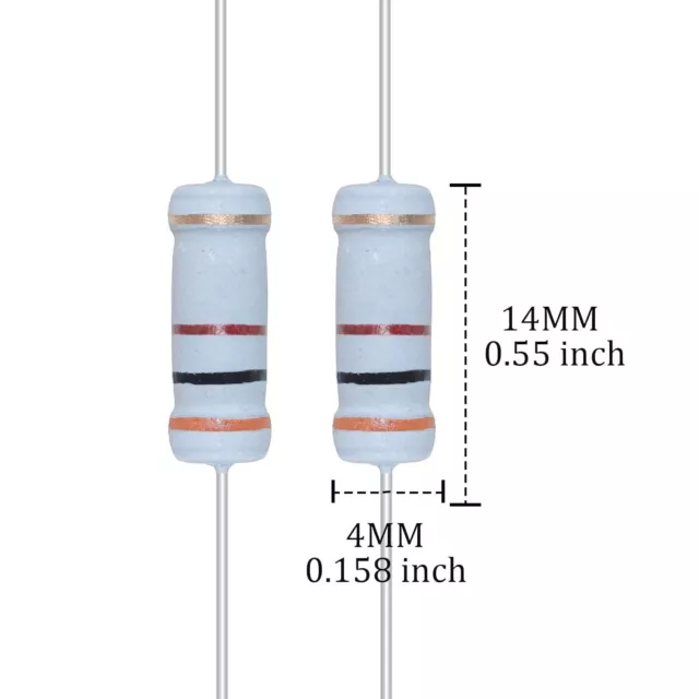 2W Carbon Film Resistor Assortment Kit 40 Values 200Pcs 2 Watt 1 Ohm 3