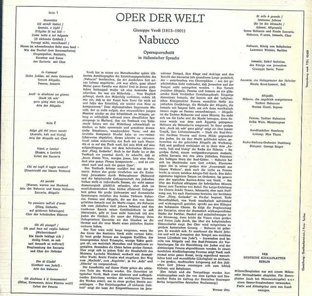 Giuseppe Verdi ‎– Nabucco - Norma Giusti, Erika Wien, Giuseppe Savio, Lawrence W 2