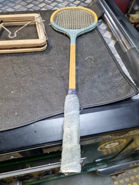 Racchetta da squash vintage legno Dunlop con pressa/raddrizzatore