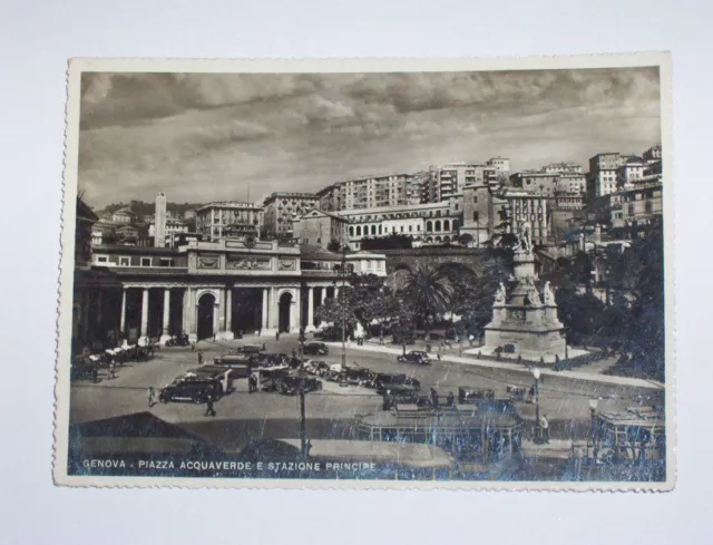 Cartolina Genova - Piazza Acquaverde e Stazione 1940