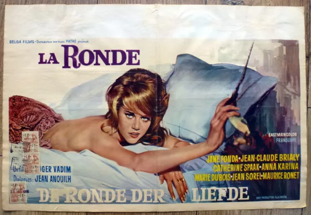 belgian poster LA RONDE, JANE FONDA, JEAN CLAUDE BRIALY, ROGER VADIM, RONET