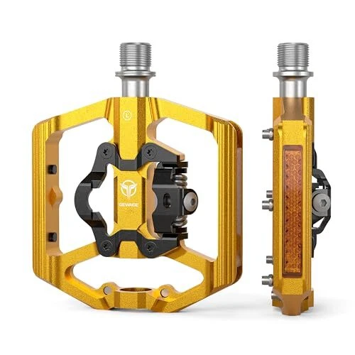 GEWAGE Mountain Bike Pedals - Double Function Flat Pedals & SPD Pedals - 9/16 SPD Compatible Platform Pedals for BMX Mountain Bike (Silver