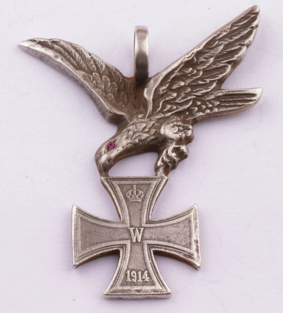GERMAN PENDANT IRON Cross WWII Luftwaffe EAGLE ww2 STERLING Silver 800