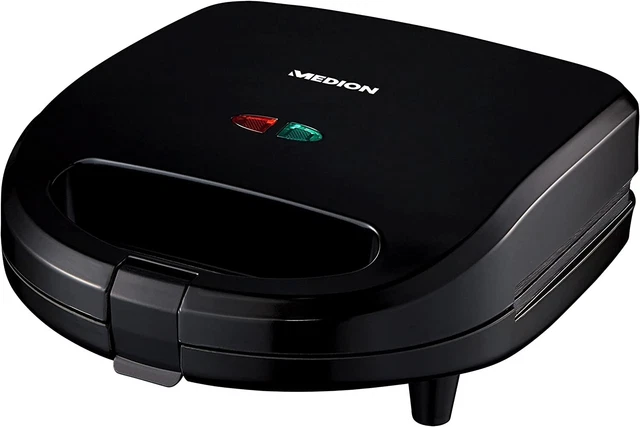 MEDION MD 19788 Sandwichmaker Mit Wechselplatten Sandwich Waffel Panini Schwarz