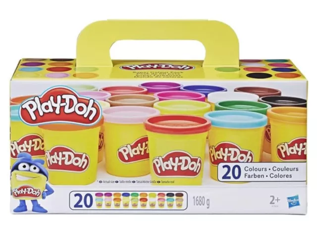 Play-Doh, 20 Pots de Pate A Modeler, Super Couleurs, 84 g chacun