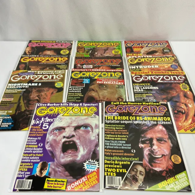 Gorezone Magazine Lot First 10 Issues 1-10 & 14 80s 90s Horror Movies Fangoria