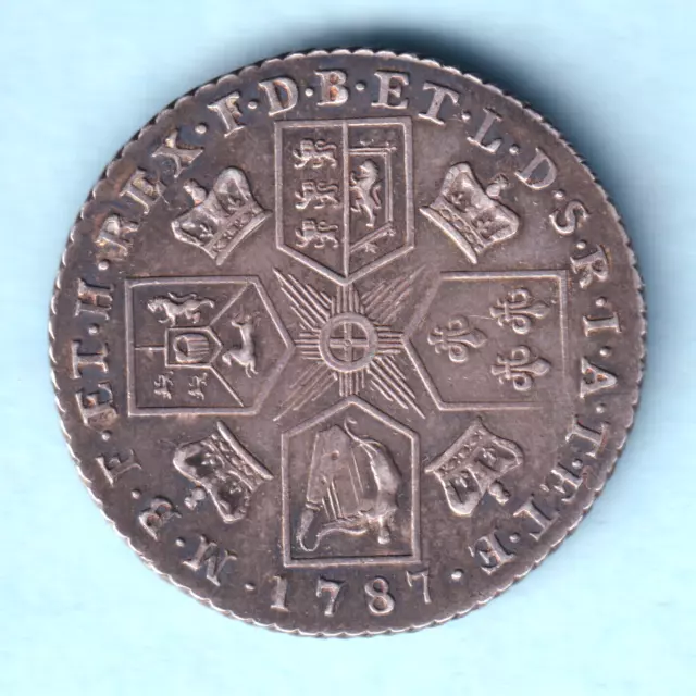 Great Britain. 1787 George 111 - Shilling.. Without Hearts..  aEF - Trace Lustre