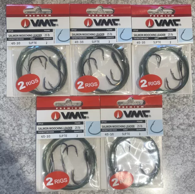 5 Packs VMC Salmon Mooching Rigs 25# 3/0-4/0 2 Per Package 10 Total Rigs