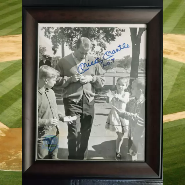 Framed Photo - Signed, Inscribed "No. 7" - Mickey Mantle - 10 x 12 - JSA LOA