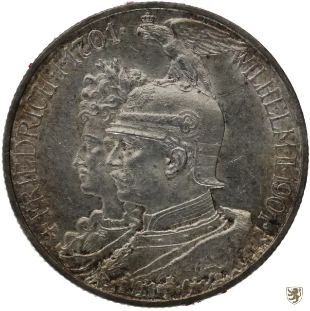 PREUSSEN, 2 Mark, 1901, Wilhelm II., 200 Jahre Königreich, Jg. 105, vorzüglich