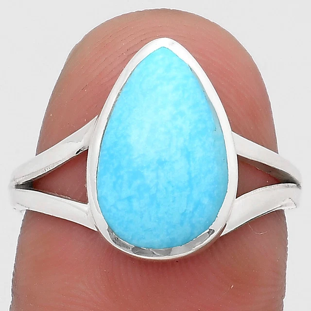 Natural Turquoise Morenci Mine 925 Sterling Silver Ring s.7.5 Jewelry R-1005