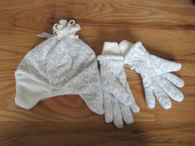 THE CHILDREN'S PLACE Leopard Grey Cream Winter Hat Mitten Retail 14.95 M NEW