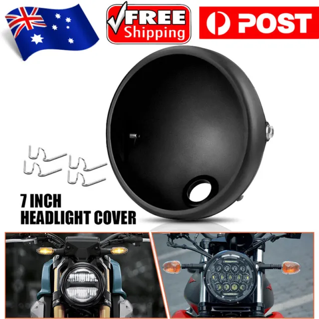 Universal Motorcycle 7 inch LED Headlight Shell Cover Head Lamp Housing Black AU