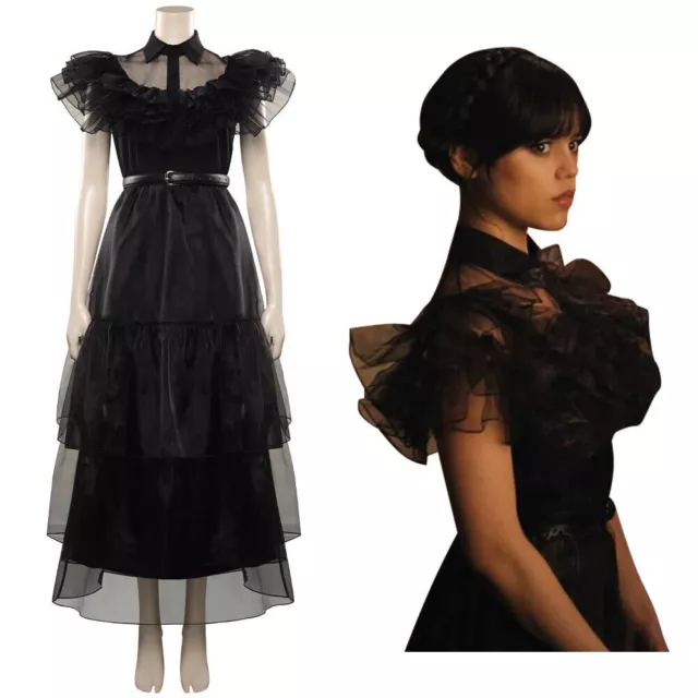 2023！ Wednesday Addams Cosplay Costume Outfits Halloween Carnival Party Suit@h
