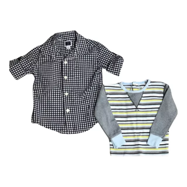 Baby Boy 3-6 Months Janie and Jack Button Up Petit Lem Henley Shirt Long Sleeve