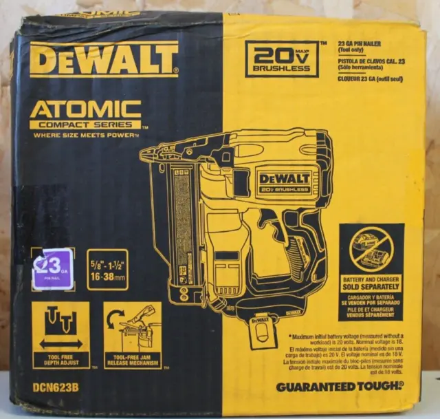 DEWALT DCN623 20V 23-Gauge Pin Nailer Kit Brushless W/ Battery