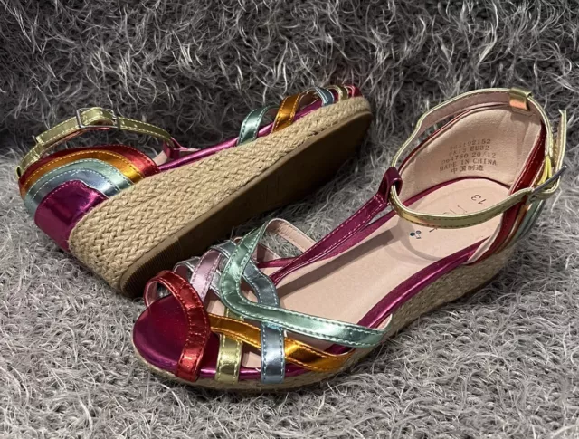 Next girls size 13 rainbow Wedge sandals