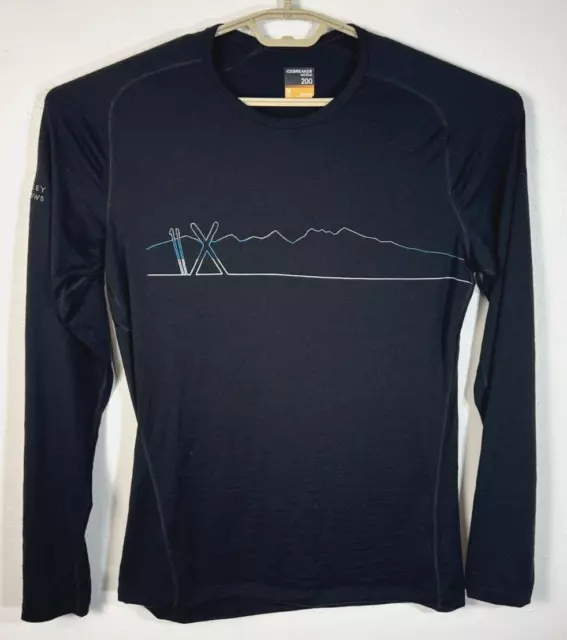 IceBreaker 200 x Squaw Valley Men's Medium Black Merino Wool Long Sleeve Base