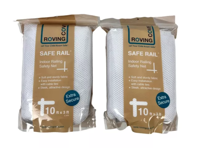 Roving Cove Safe Rail Indoor Safety Net Baby Toddler 10ft x 3ft Mesh Lot Of 2