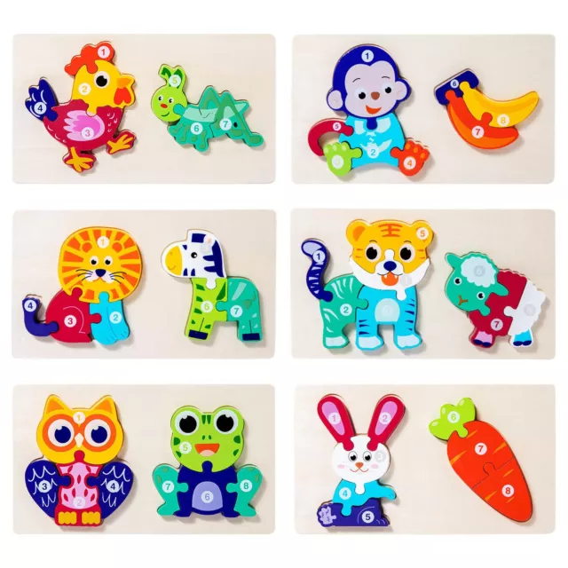 Wooden Montessori Toys Animal Jigsaw Puzzles Reusable Montessori Wooden Puzzles