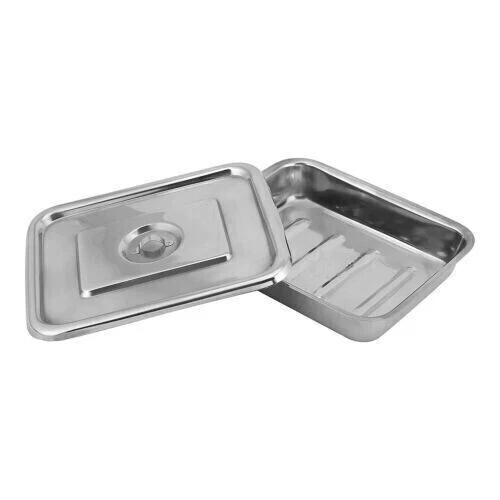Stainless Steel Surgical Instrument Tray With Lid 10" X 8" X 2"