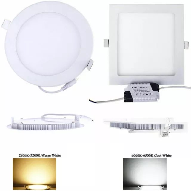 Pannello Led Faretto Da Incasso Da 3W 6W 12W 18W Quadrato Tondo Ultra Slim