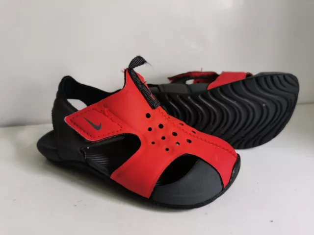 Nike Sunray Uk 6,5 Eu 23,5 Jungen Mädchen Kinder Rot Strand Sommer Sandalen Freizeitschuhe