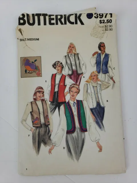 1975 Butterick #3971-Ladies (6 Style) No Closure Vest & Transfer Pattern 12 14